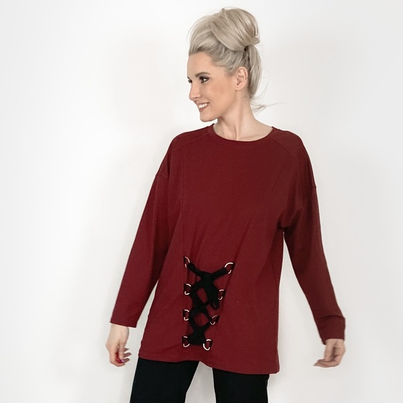 Burgundy Red Oversized Sweater Very J - Picture 7 of 8